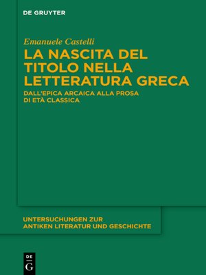 cover image of La nascita del titolo nella letteratura greca